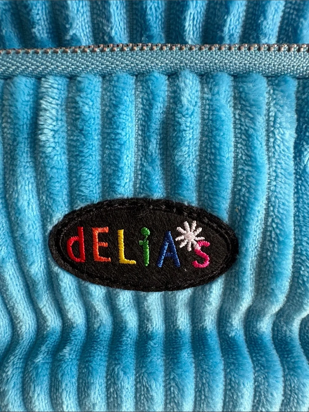 Delia’s Y2K Inspired Blue Velour Mini Crossbody Bag Rainbow Retro